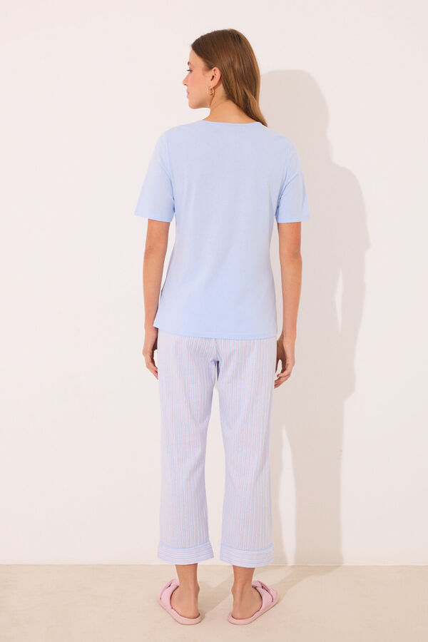 Womensecret Pijama capri 100% algodón rayas azules azul