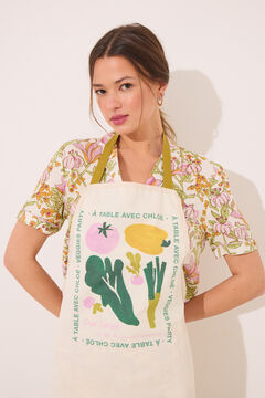 Womensecret Delantal de algodón con estampado "vegetal" marfil