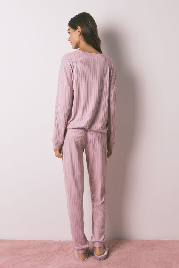 Women'secret Pijama larga de tejido. rosa