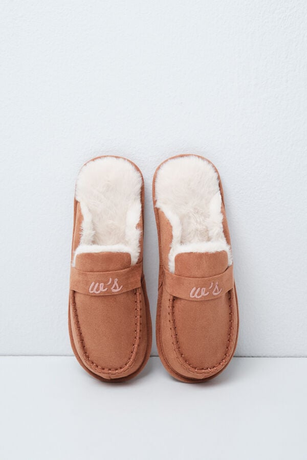 Women'secret Pantuflas mocas&iacute;n forradas caf&eacute; caf&eacute;