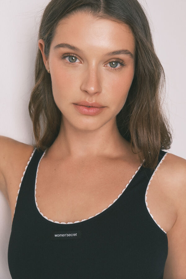 Women'secret Body sin costuras acanalado negro negro