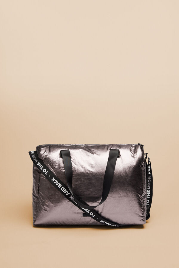Womensecret Bolsa bowling metalizado Snoopy gris