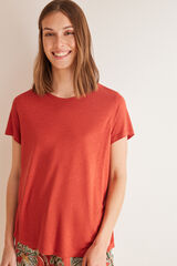 Womensecret Playera roja manga corta naranja