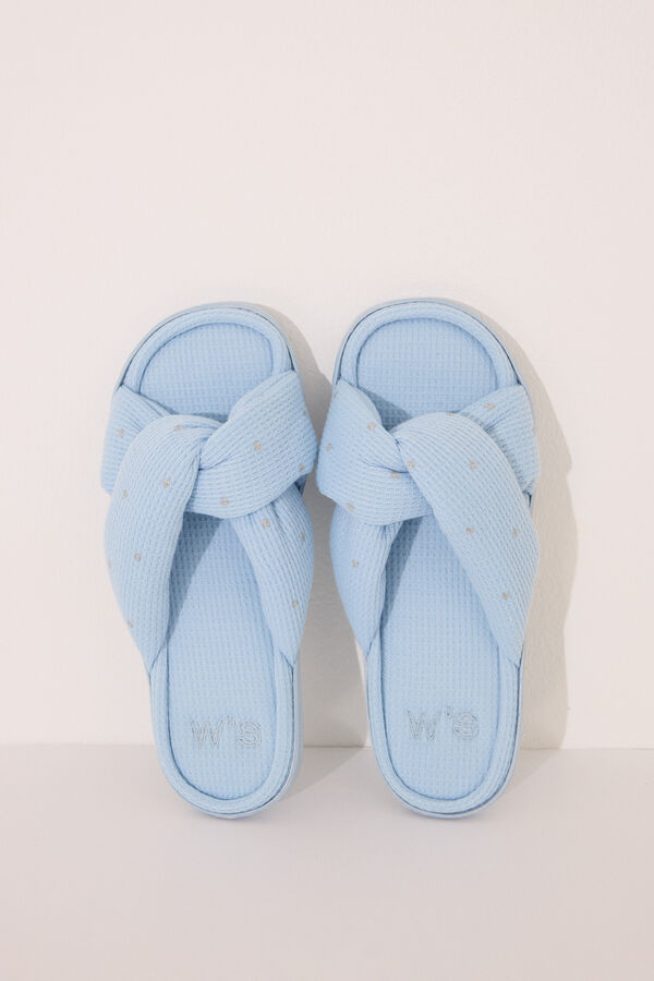 Womensecret Pantufla de ducha con nudo azul tipo gofre azul