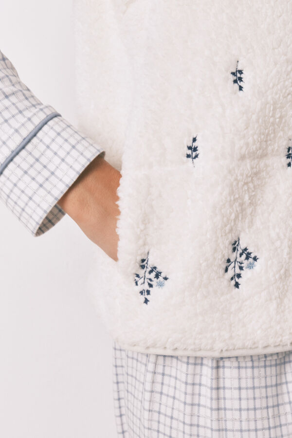 Women'secret Chaleco short de borrego bordado en blanco blanco