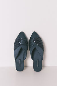 Women'secret Zapatilla de satén azul con pantufla