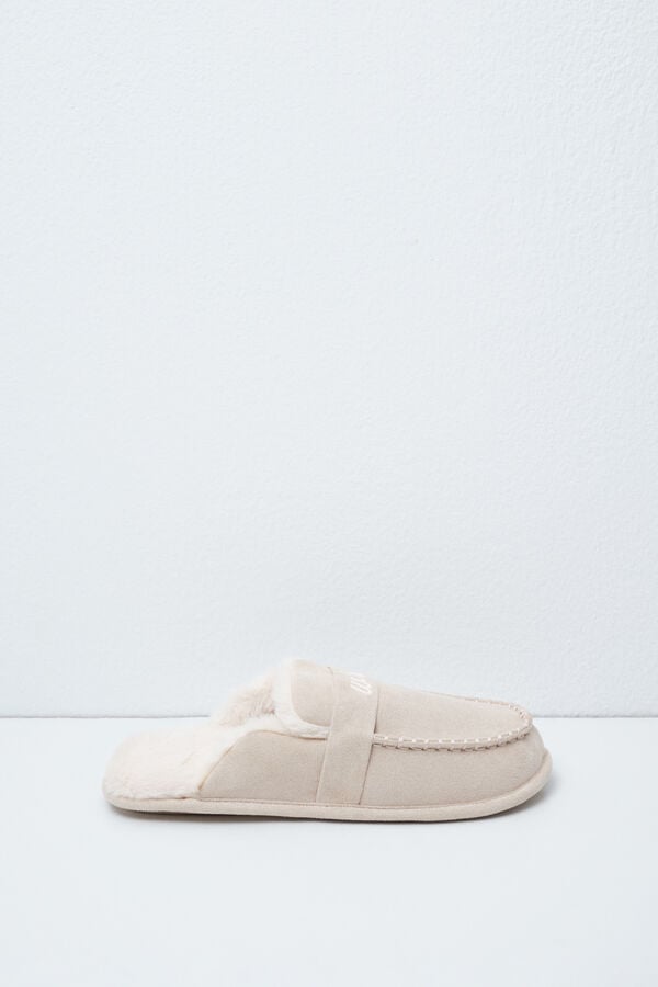 Women'secret Pantuflas mocas&iacute;n forradas beige marfil