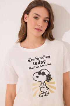 Womensecret Pijama corta de algodón color marfil de Snoopy marfil