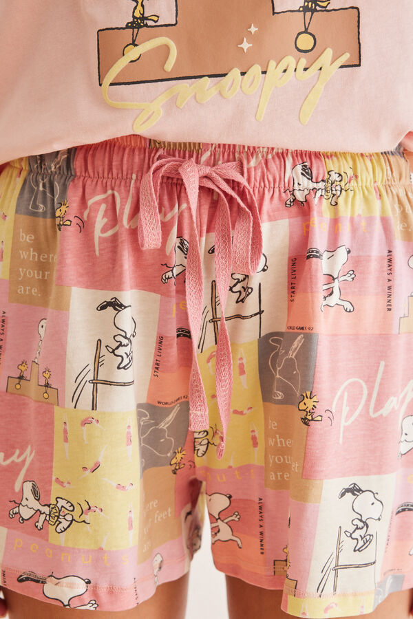 Womensecret Pijama corta 100% algodón Snoopy "Always" rosa