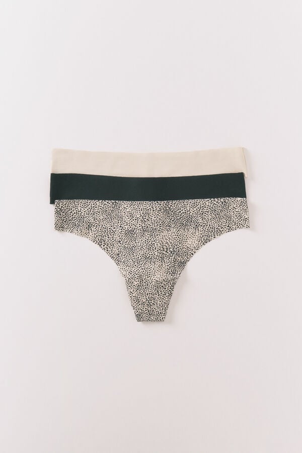 Womensecret Pack de 3 tangas color caqui oscuro kaki