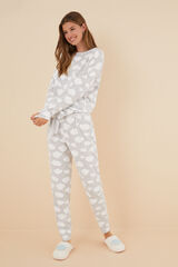 Womensecret Pijama larga 100% algodón nubes gris gris