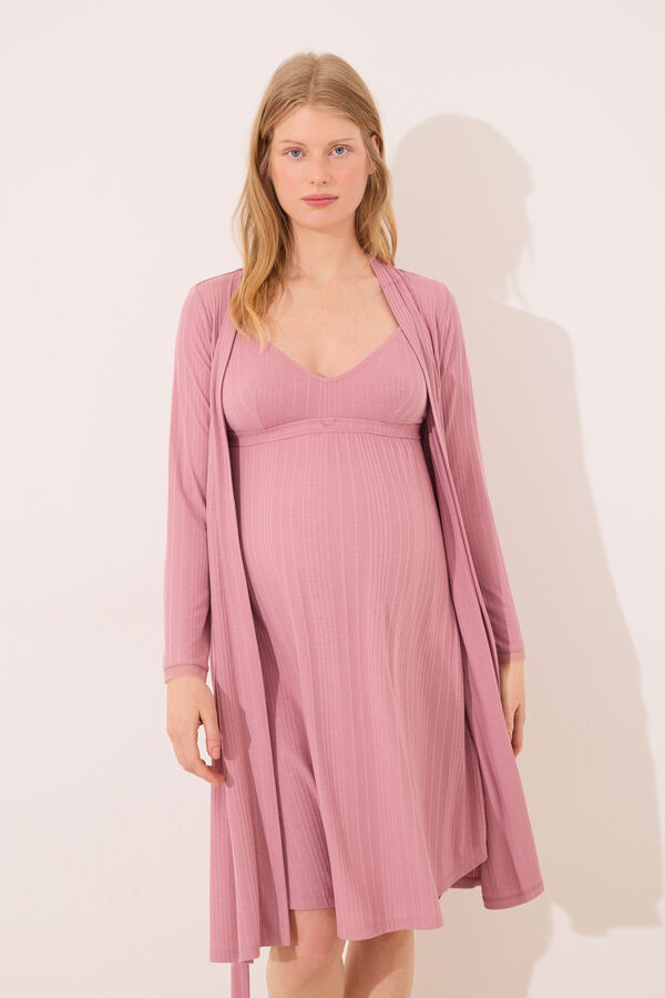 Womensecret Bata midi de punto " premamá " en color rosa rosa
