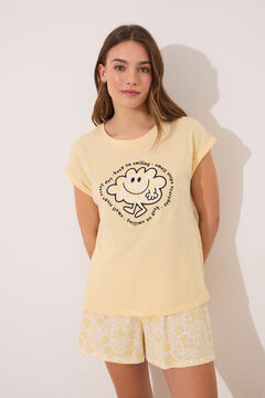 Womensecret Pijama corta amarillo 100% algodón Mr. Men amarillo