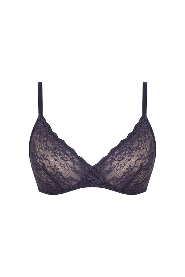 Womensecret Brasier triangular de encaje azul oscuro NATURAL azul