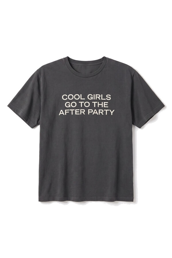 Women'secret Playera de manga corta de algod&oacute;n negro lavado negro