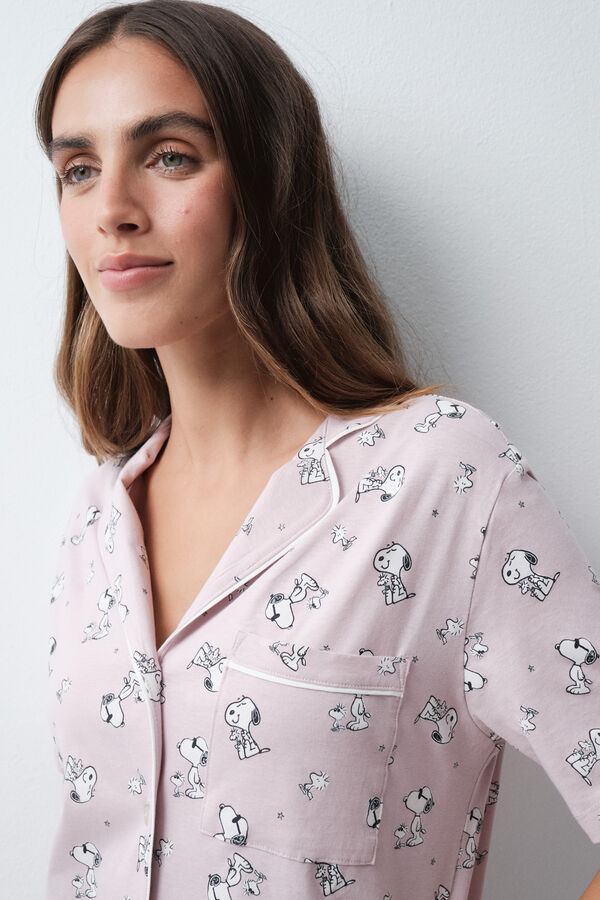 Women'secret Pijama camisera de algod&oacute;n Snoopy rosa rosa