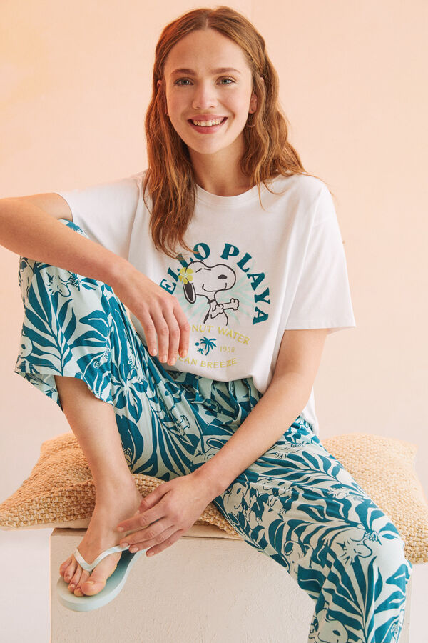 Womensecret Pantalón largo Capri 100% algodón Snoopy estampado