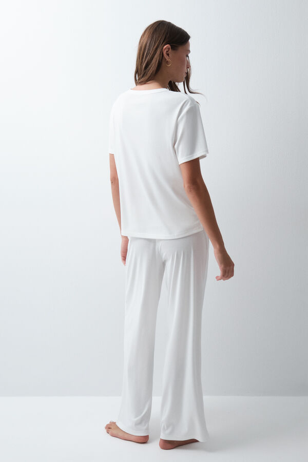 Women'secret Pijama larga tipo lounge blanca blanco