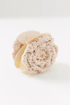 Womensecret Pinza pelo flor blanca marfil