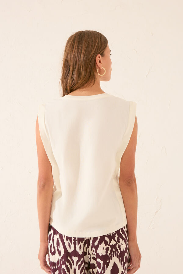 Womensecret Playera con mangas 100% algodón color marfil marfil