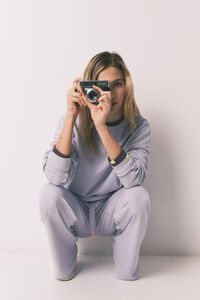 HI&BYE Pantal&oacute;n largo flare de felpa lila