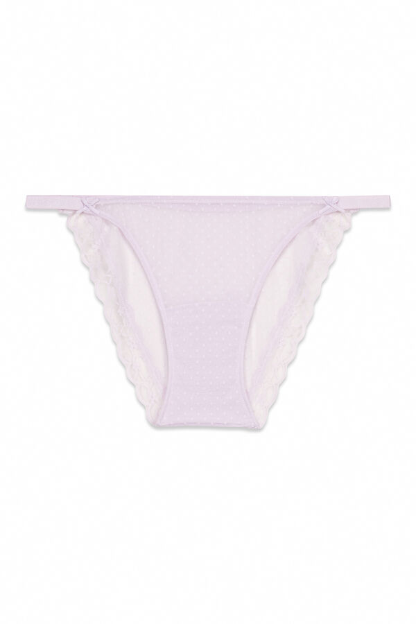 Women'secret Panty clásica de tiras de encaje lila morado/lila