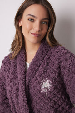 Womensecret Bata corta borreguito acolchado morado morado/lila