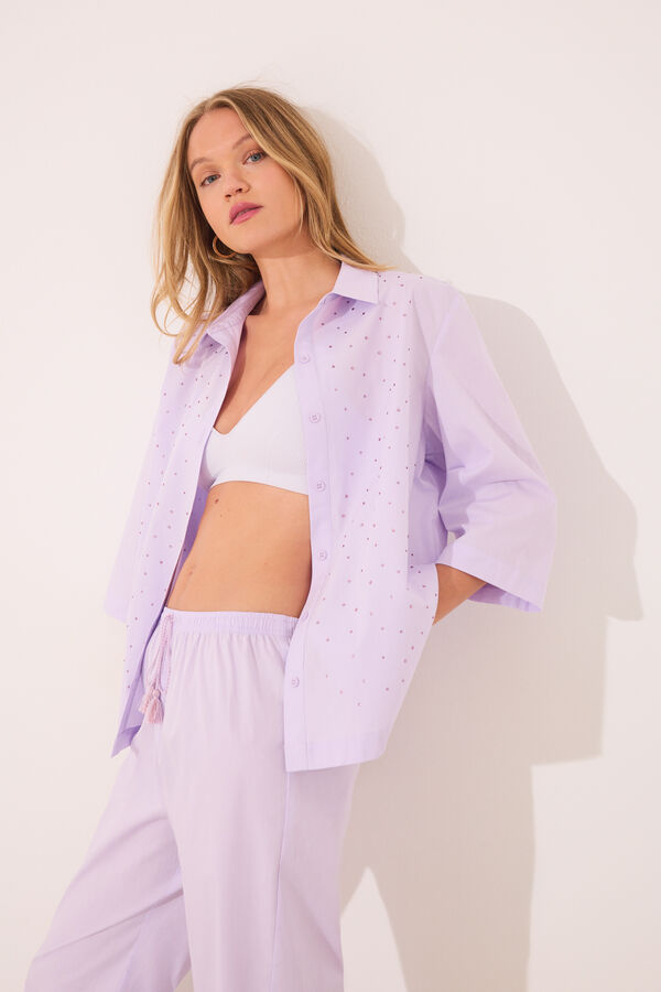 Womensecret Pijama larga camisera lila strass  morado/lila