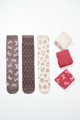 Women'secret Pack 6 calcetines largos lazos navide&ntilde;os estampado