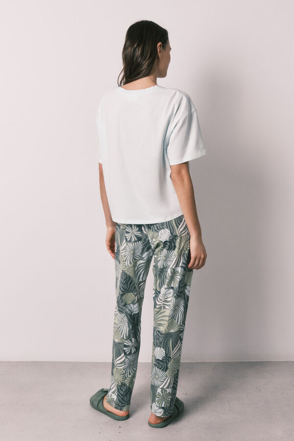 Women'secret Pijama larga de manga corta Stitch estampado azul