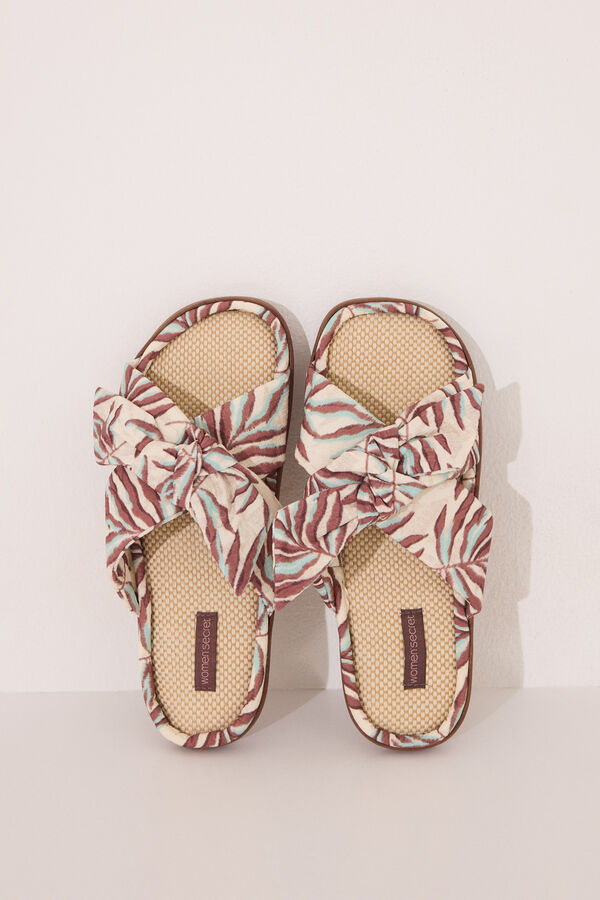 Womensecret Pantuflas para casa de rafia tropical verde