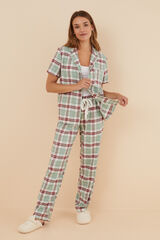 Womensecret Pijama camisera algodón cuadros kaki