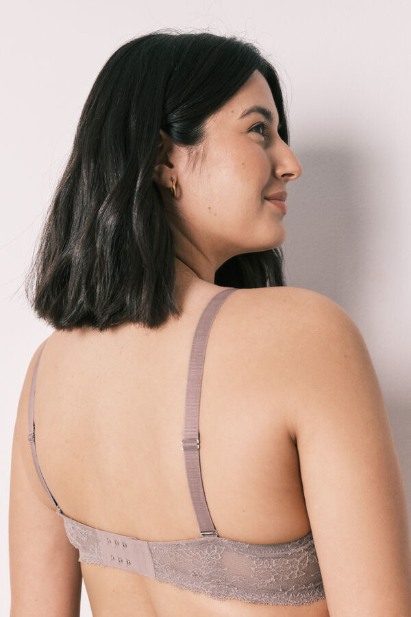 Women'secret Brasier cl&aacute;sico de microfibra y encaje beige BEAUTIFUL nude