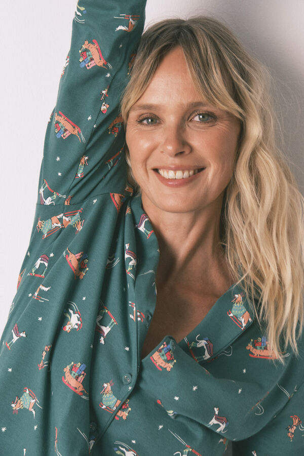 Women'secret Pijama camisera para perro 100% algodón verde