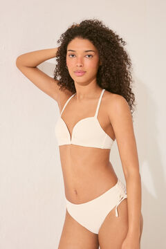 Womensecret Panty de bikini clásica de cintura alta en textura blanca marfil