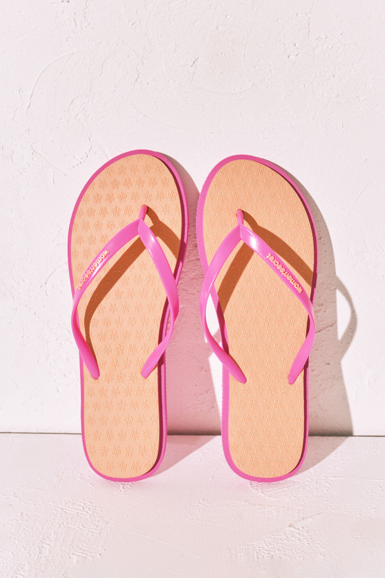 Women'secret Chanclas de dedo con textura floral naranja