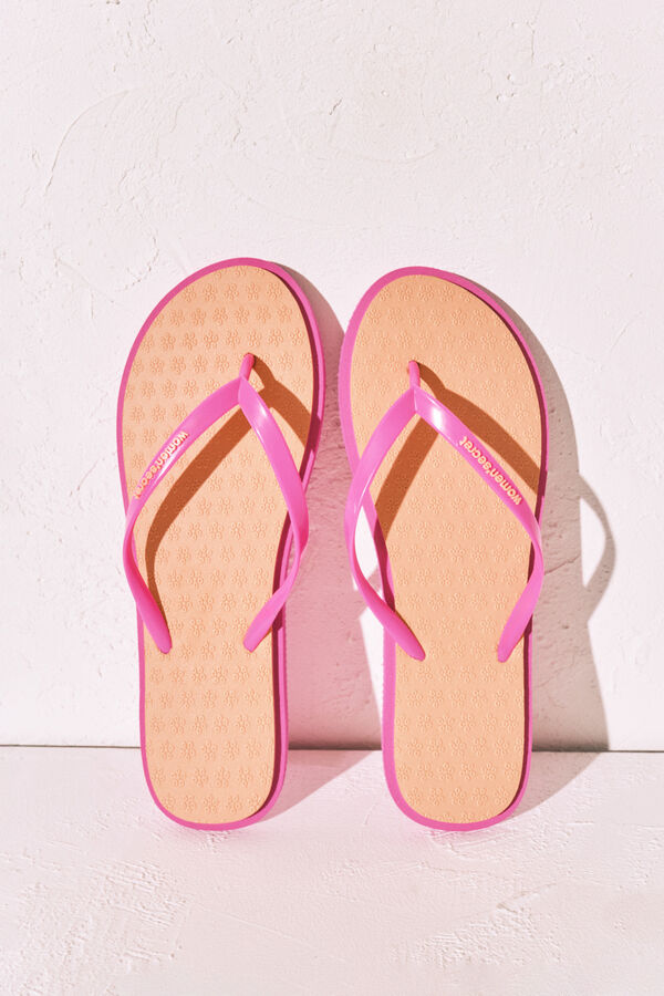 Women'secret Chanclas de dedo con textura floral naranja naranja