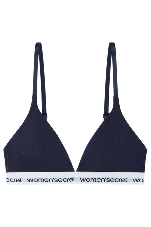 Womensecret Brasier triangular LOVELY algodón logo azul marino azul