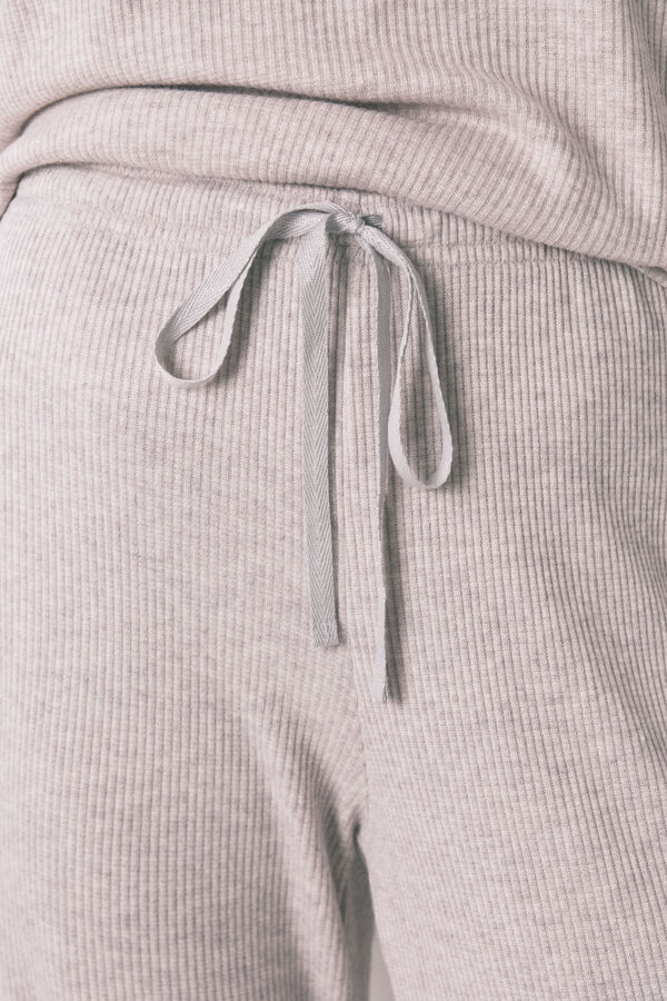 Women'secret Pijama larga canalé perchado gris gris