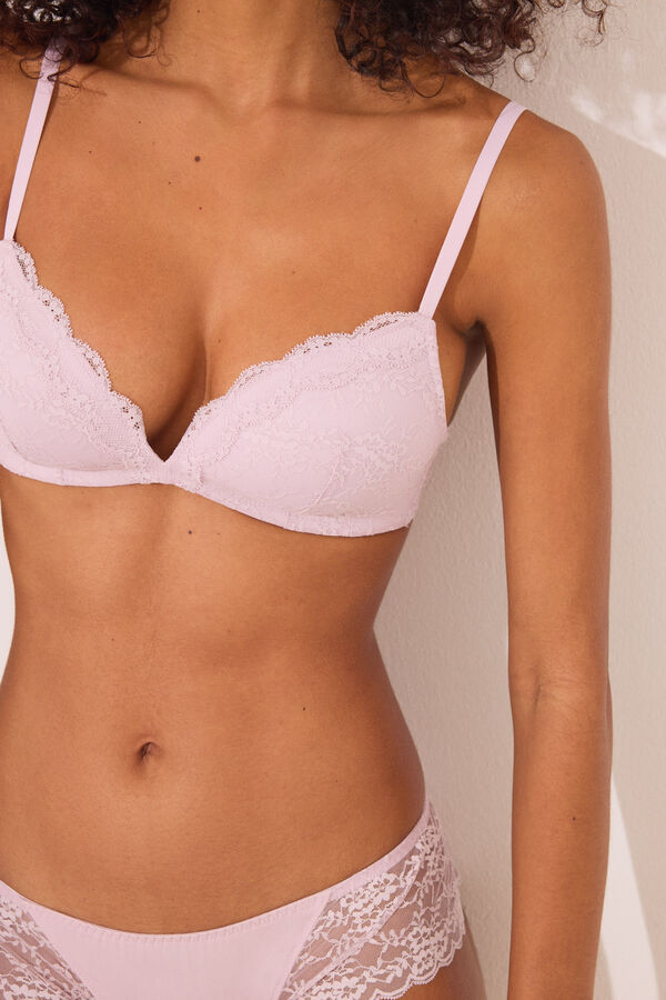 Womensecret Brasier triangular CHARMING de encaje rosa rosa