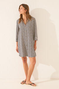 Womensecret Playera de dormir short con estampado en zigzag negro