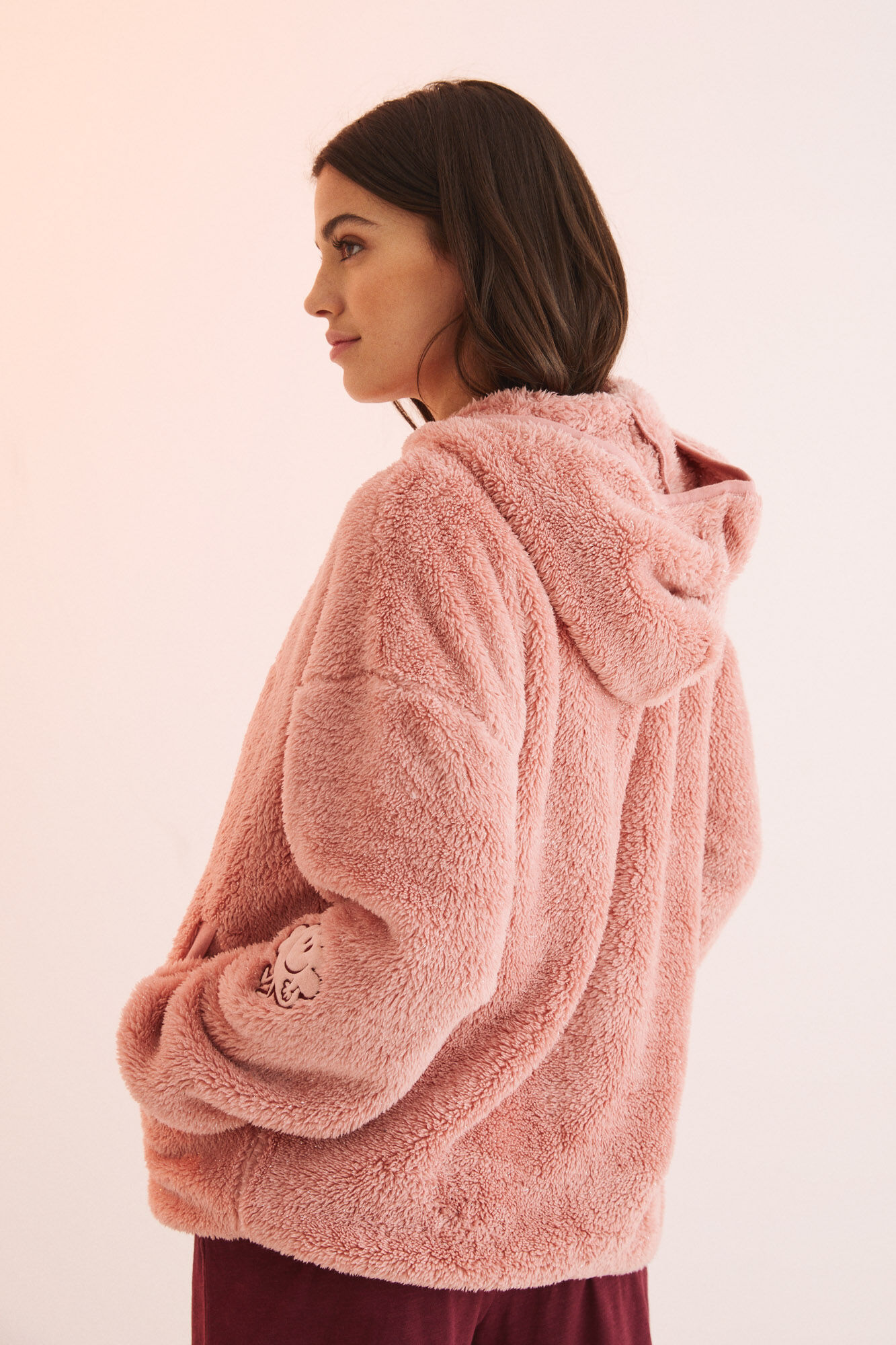Chamarra de peluche mujer clearance
