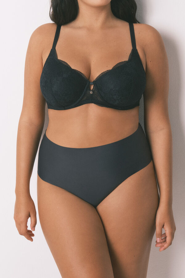 Women'secret Panty alta clásica de microfibra gris gris