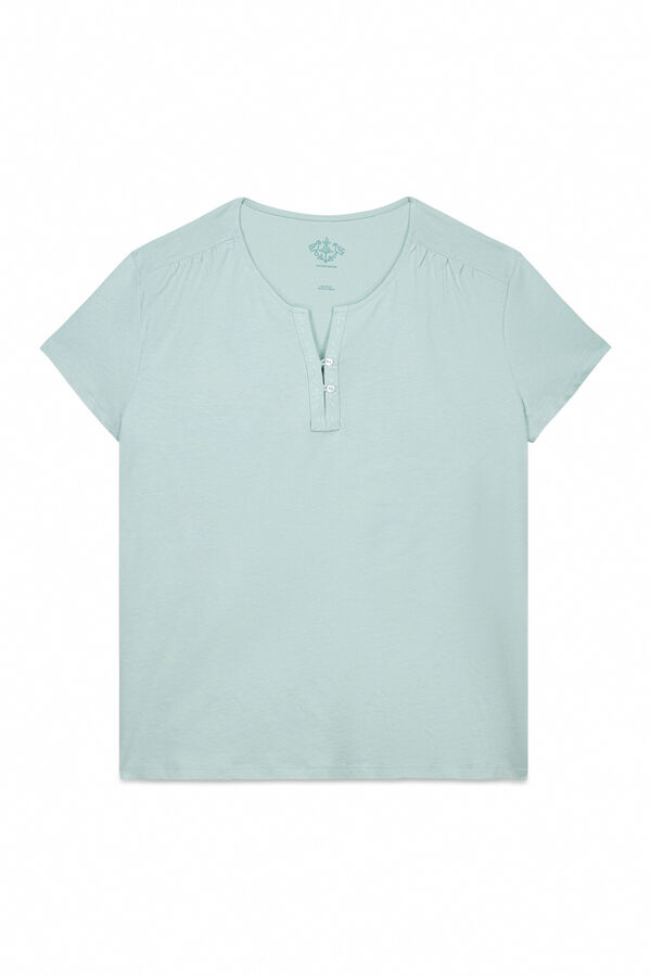 Womensecret Playera de manga corta verde 100% algodón verde