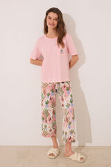 Womensecret Pijama capri 100% algodón maceteros rosas rosa