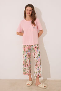 Womensecret Pijama capri 100% algodón maceteros rosas rosa