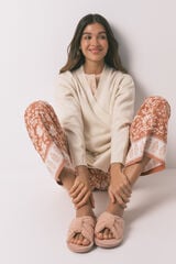 Womensecret Pantufla rosas de borrego rosa