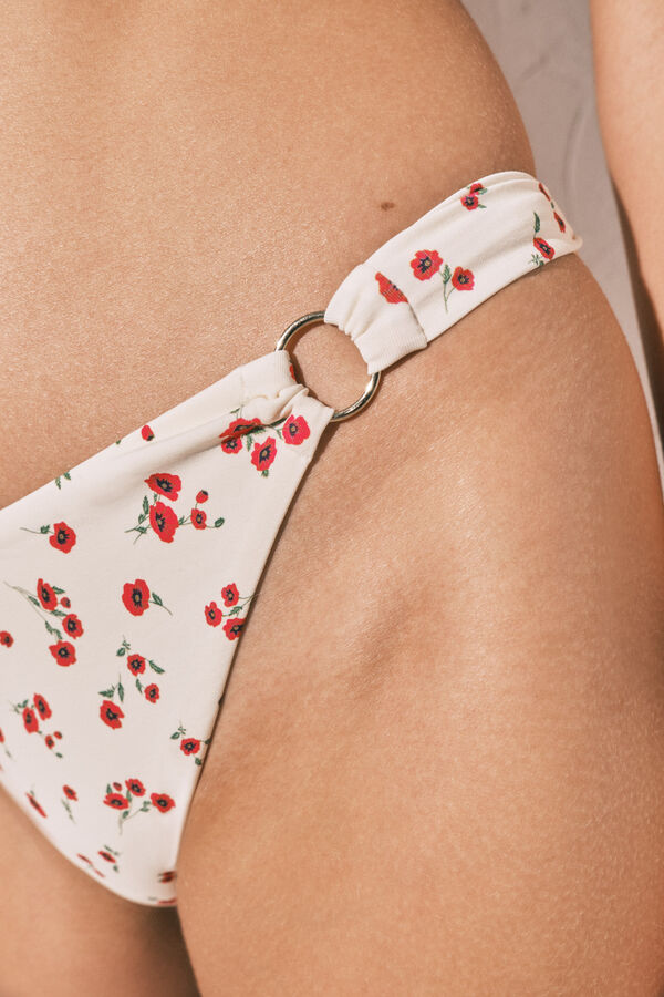 Women'secret Panty de bikini efecto U mini flores amarillas blanco