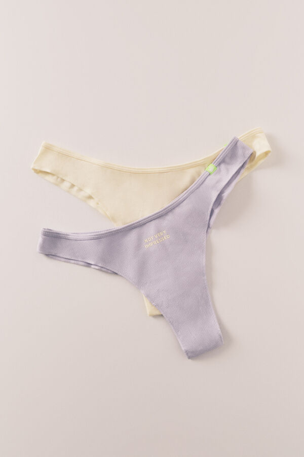 HI&BYE Pack 3 panties brasile&ntilde;as de algod&oacute;n amarillo, lila, blanco blanco