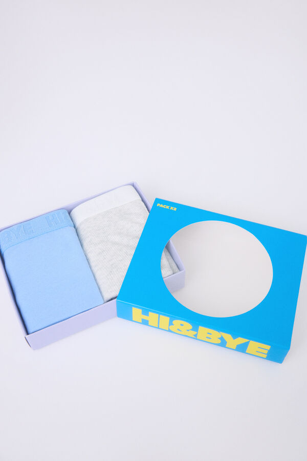 Womensecret Pack 2 bragas bóxer azul, gris blanco